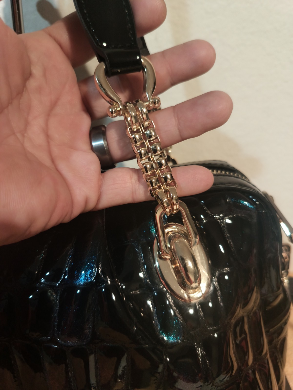 Zooler Midnight Blue Embossed Leather Convertible Bag. NWT.