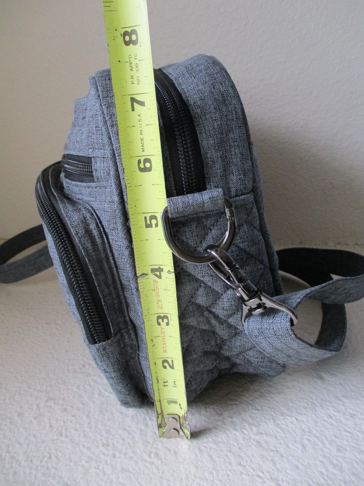 Lug Carousel XL Bag Purse Gray Quilted Crossbody Adjustable Shoulder Strap Trave
