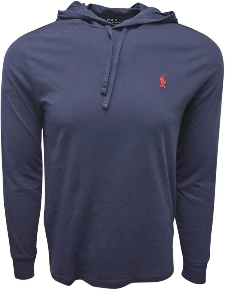 Polo RL Men’s Long Sleeve Jersey Knit Pullover Hoodie (Navy, Small)