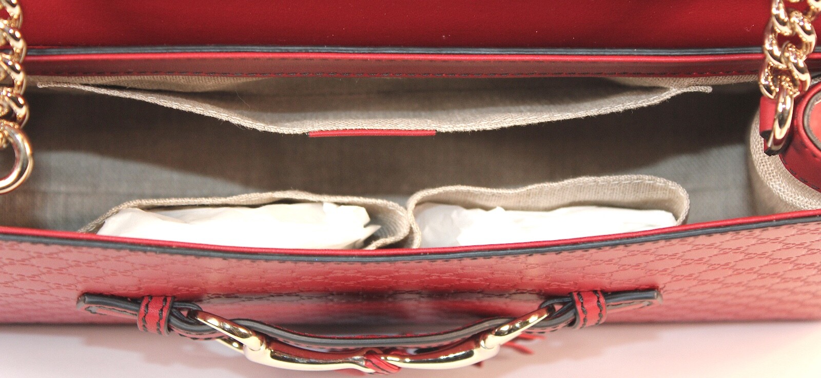 Gucci Microguccissima Emily Soft Margaux Horsebit Shoulder Bag • Rosso • 449635