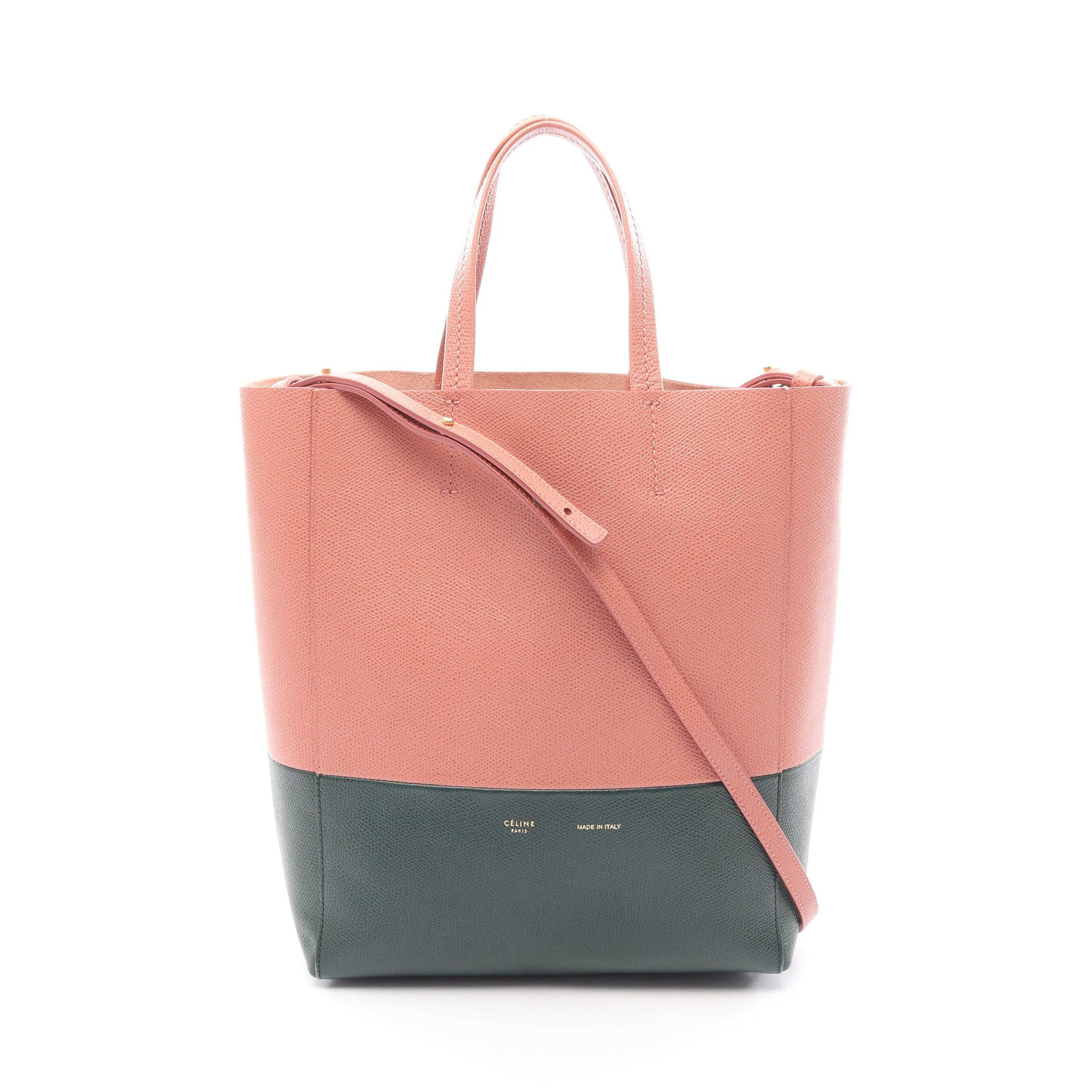 Celine Cabas 2WAY Tote Bag Green Leather #RCB11099