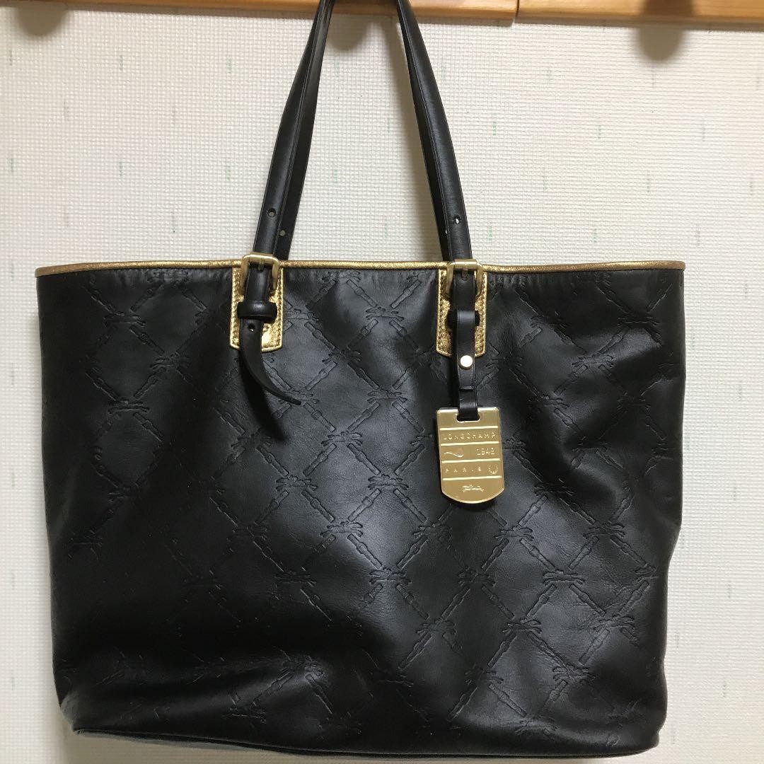 Longchamp Tote Bag with Pouch, 17.3 x 12.2 x 3.9 inches, Used Excellent