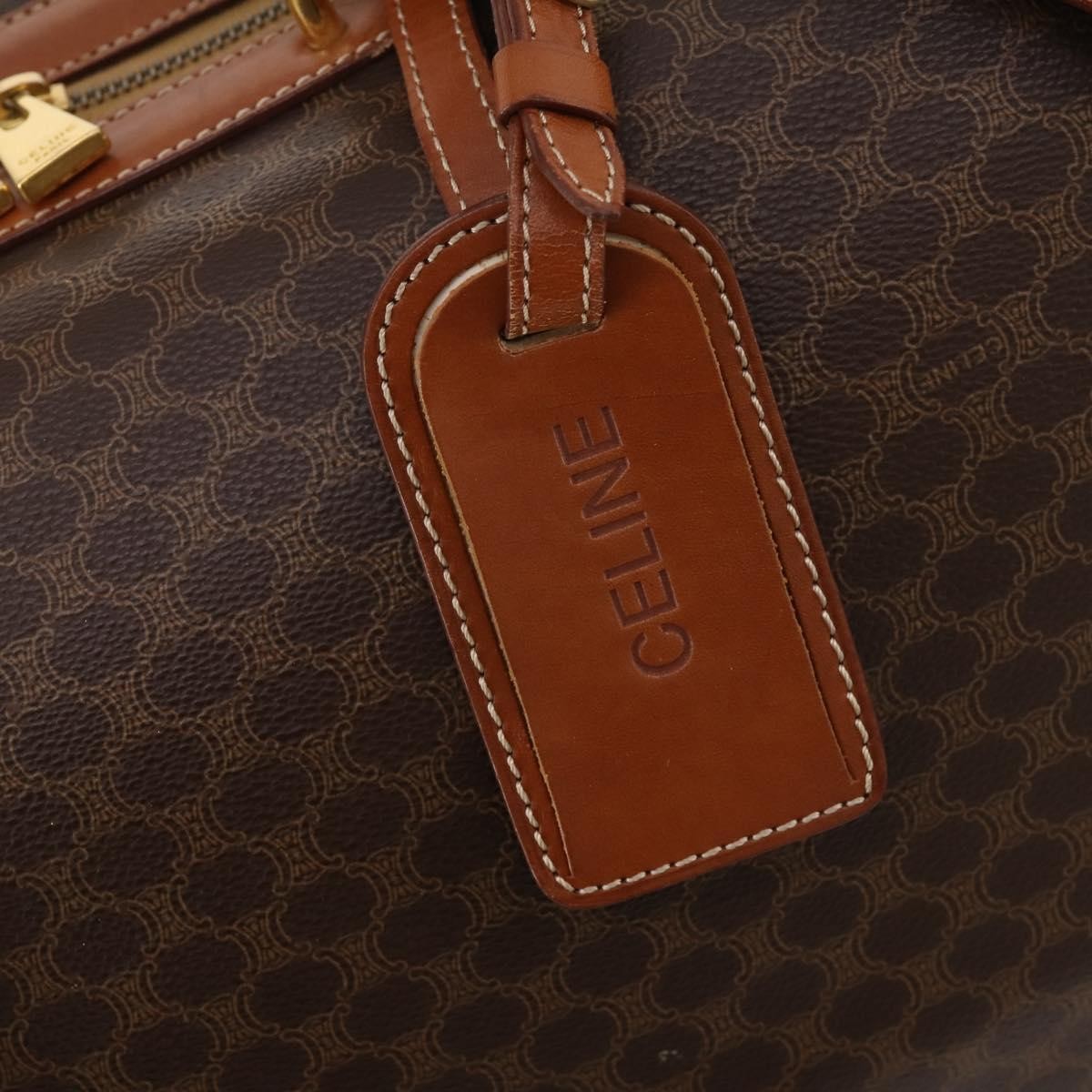 CELINE Macadam Canvas Boston Bag PVC Leather 2way Brown Gold Auth ep14007
