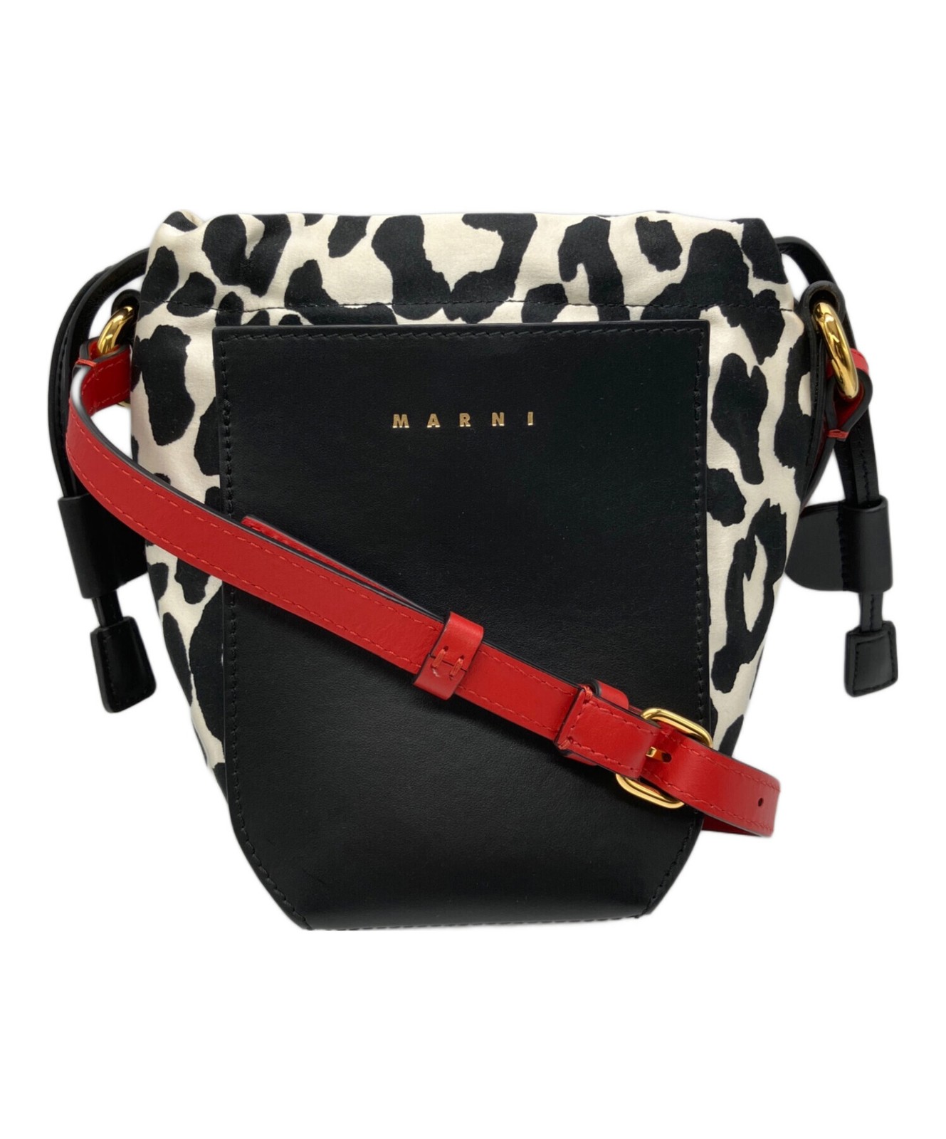 Marni gusset leopard-print shoulder bag SBMP0077Q1 Black #TFB5765