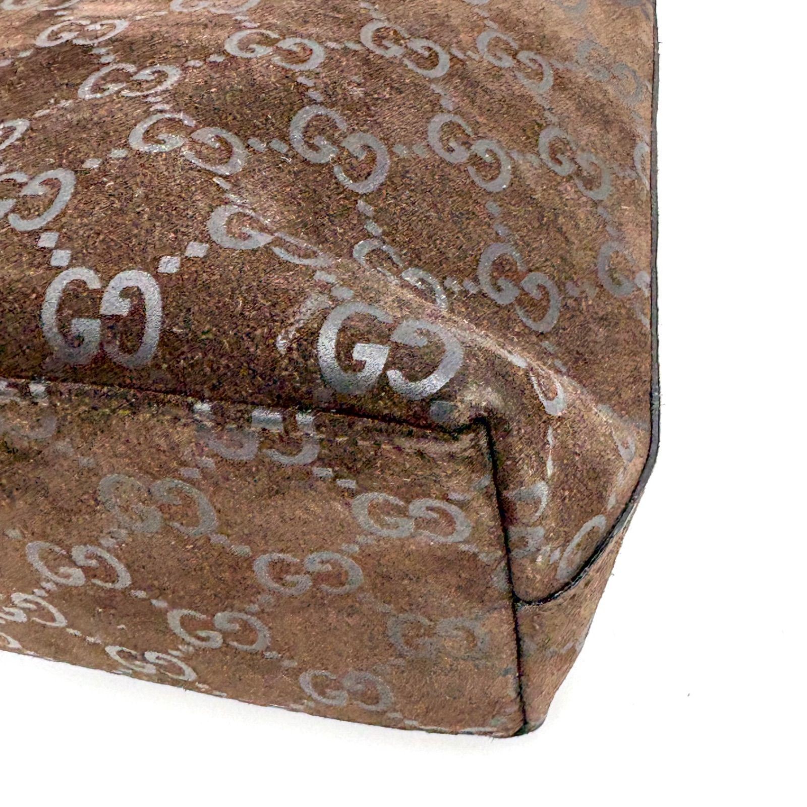 Authentic Gucci Tom Ford Era GG Suede Bamboo Shoulder Bag, Brown, 001 30 2Y10346