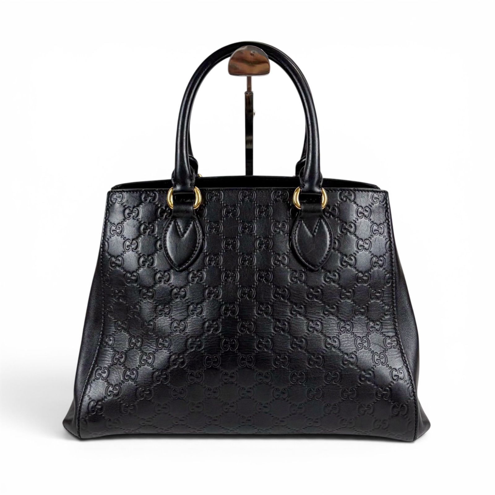 Gucci Leather Black Tote Bag Handbag Pre-Owned Women Purse Designer Luxury Bag