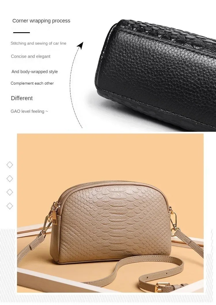 Luxury Crocodile Pattern Leather Crossbody Bag Women Cowhide Messenger Tote Hand