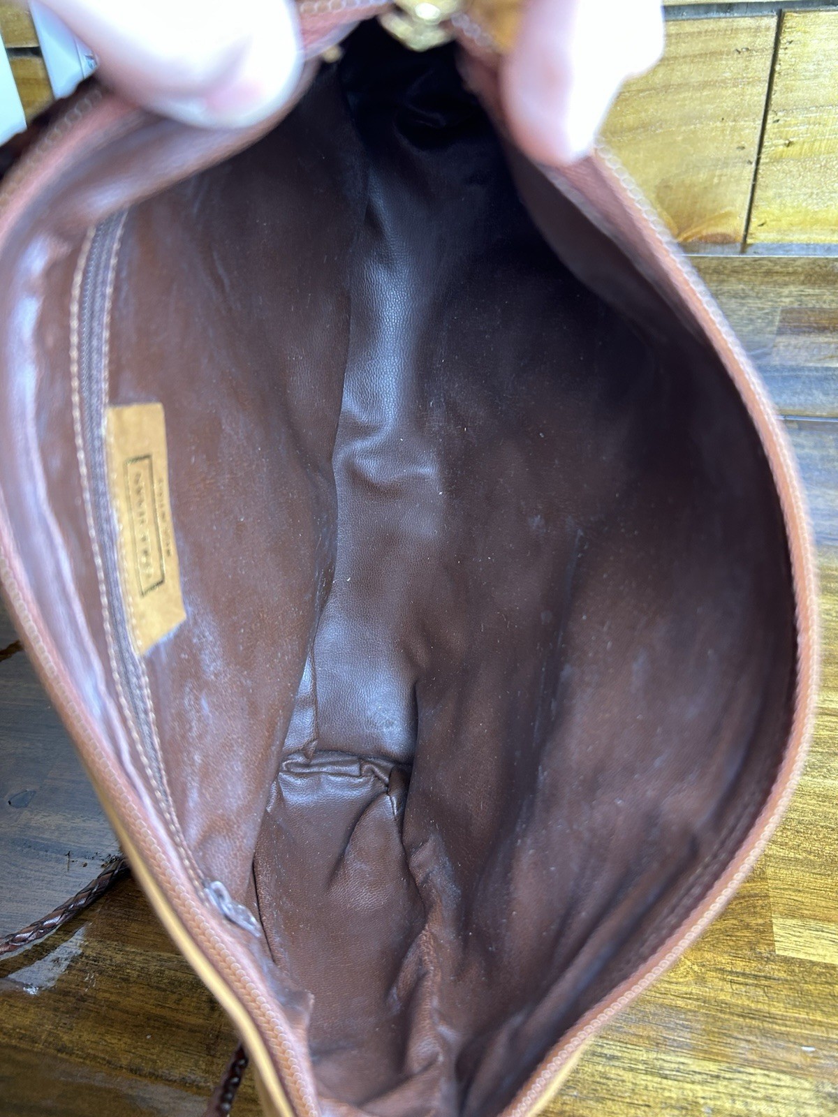 Cole Haan Crossbody Bag Brown Suede Leather Braided Strap Dust Bag Italy NEW