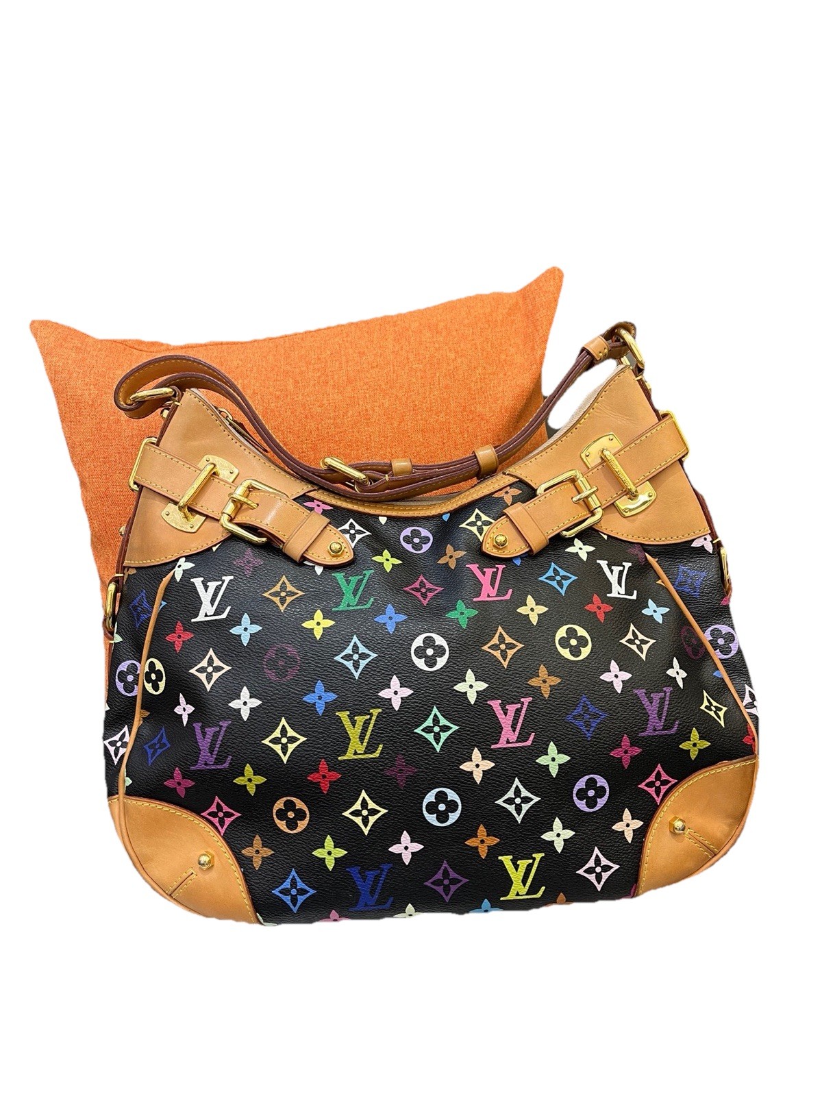 Louis Vuitton x Takashi Murakami Greta Black Multicolor Monogram Shoulder Bag