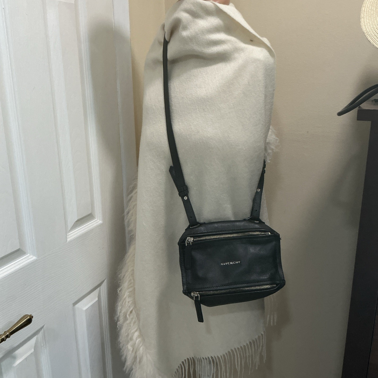 Givenchy Pandora 2 way Mini Black Leather Crossbody Bag 9.5X5.5X5 in