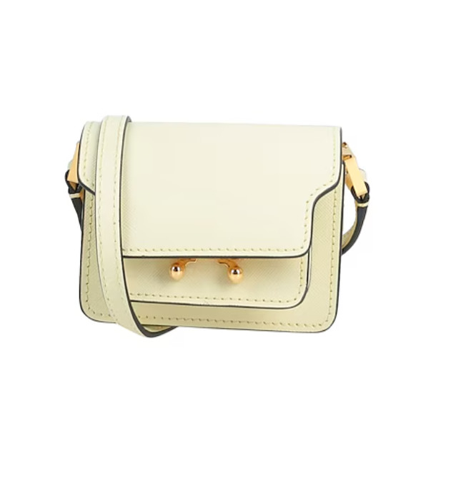 Marni Trunk Women Designer Shoulder Crossbody Evening Hand Bag Ivory/Yellow NWT