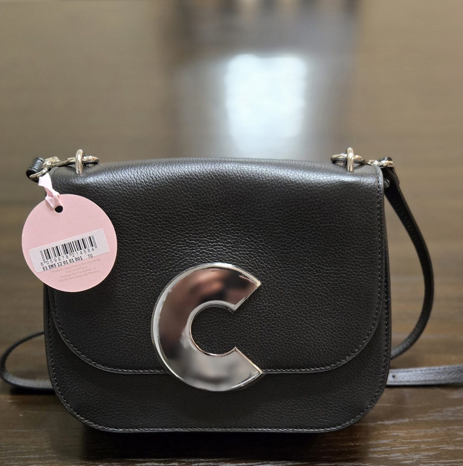 New Coccinelle Shoulder Bag Genuine Leather Silver Hardware Made in Italy