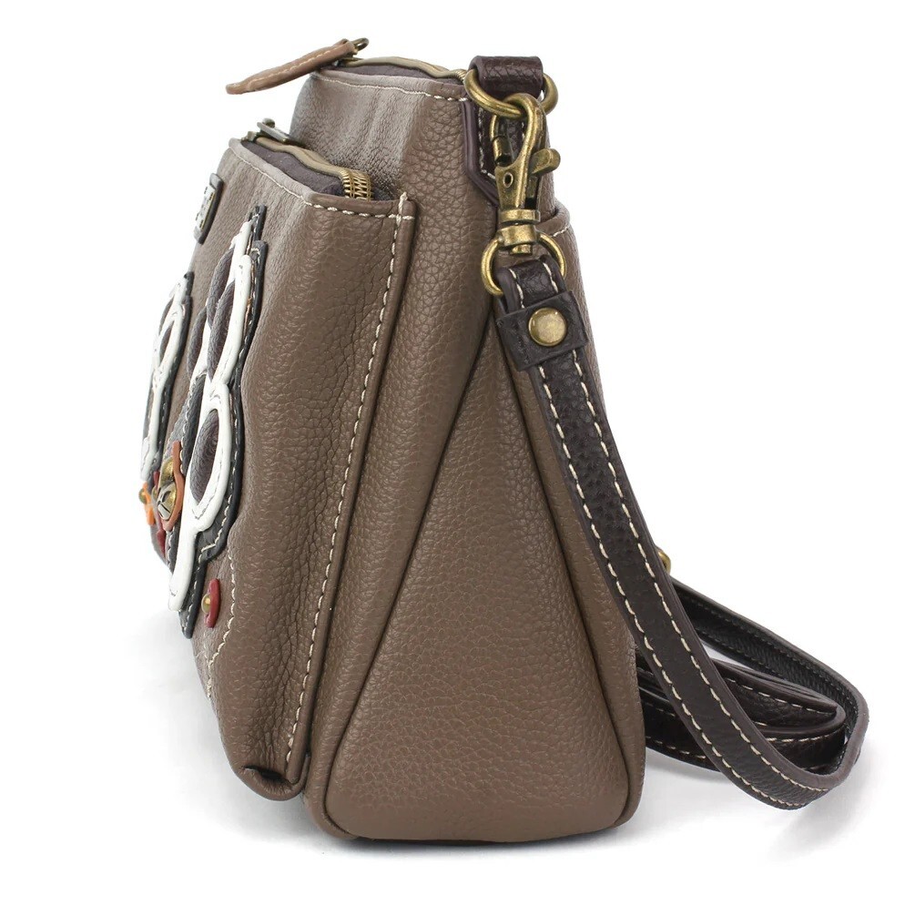 Chala PAW PRINT Deluxe Crossbody RFID Protected Vegan Leather Bag (Brown) NWT