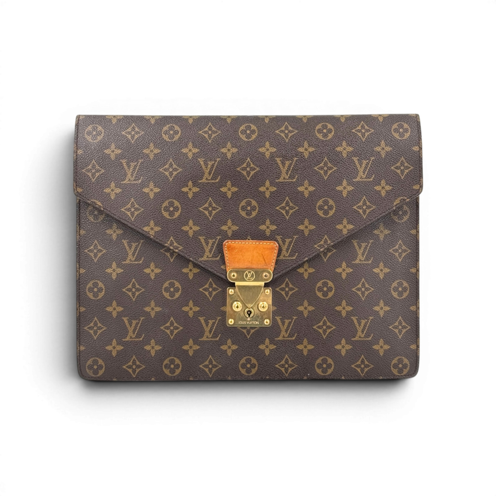 LOUIS VUITTON Porte Documents Senateur Monogram Canvas Brown Briefcase M53335