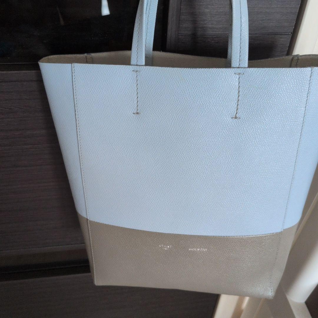 CELINE Vertical Cabas Small 2way Leather Tote Bicolor Pale Blue Grey