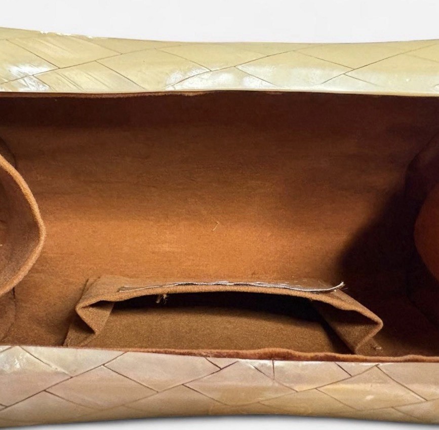 Mother of Pearl Clutch w/ Glossy Gold Chain Shoulder Strap, Formal Small