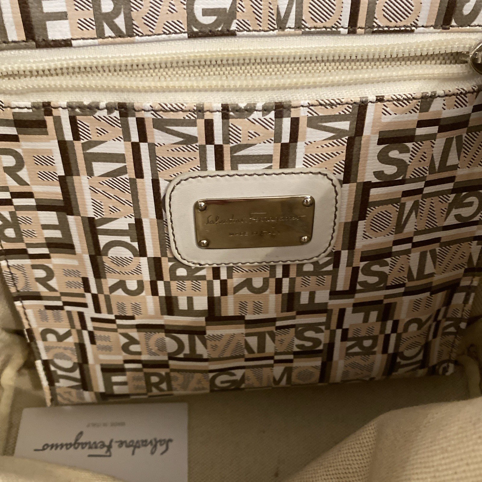 Salvatore Ferragamo Bianco Leather Handbag White Multi-Color Women’s Used