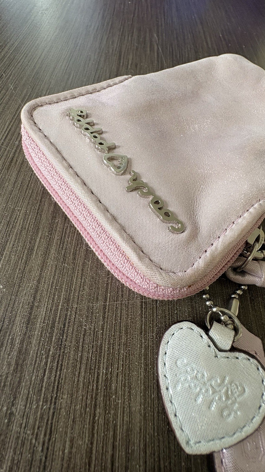 Coach Poppy Legacy Universal Case – Pink Pearlized Leather/Stripe Interior