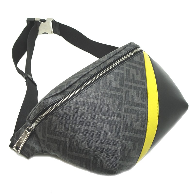 FENDI Diagonal Belt Bag 7VA434 Shoulder Bag PVC Gray Women’s Men’s DH84501