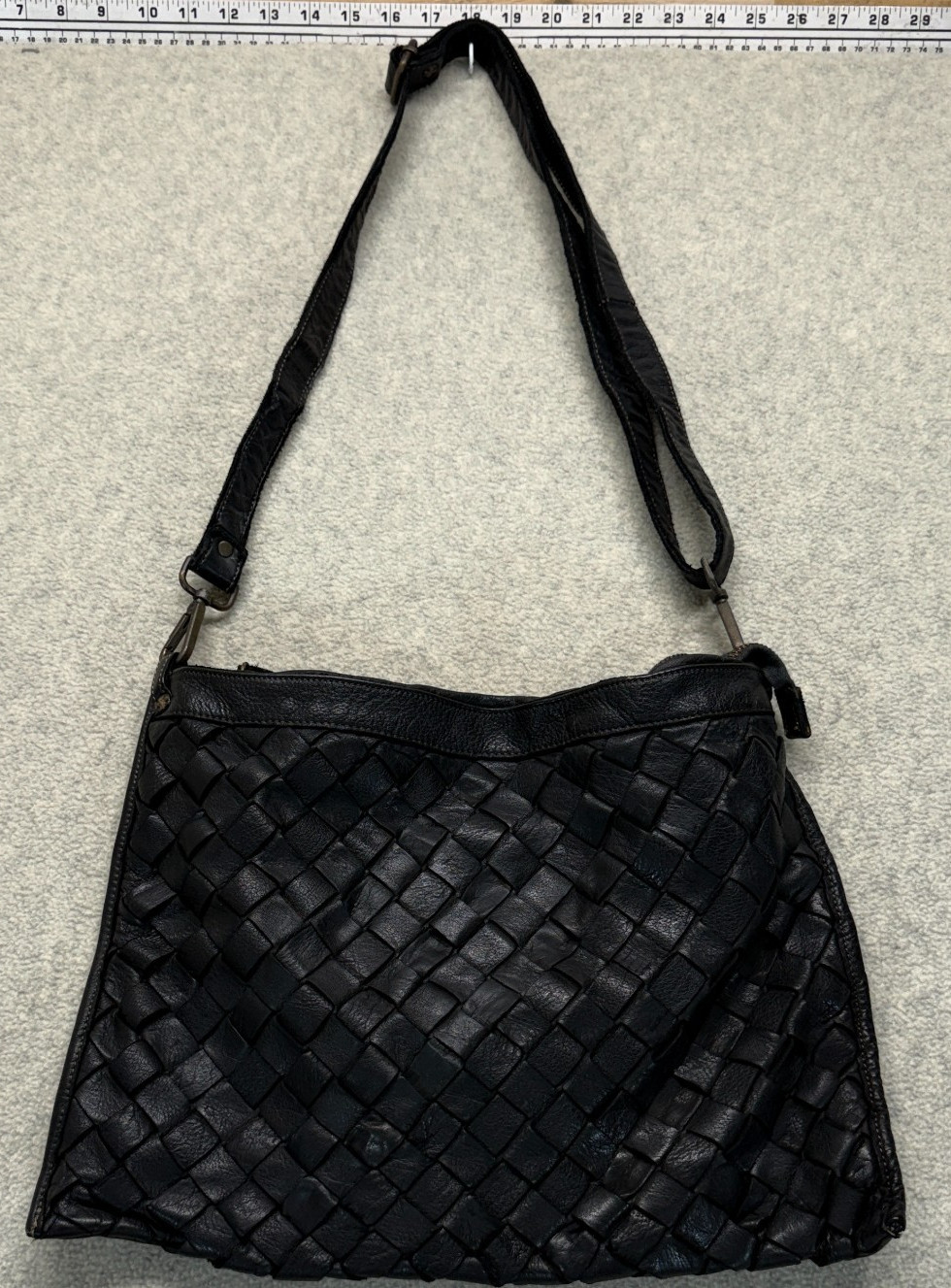 Unbranded Womens Woven Shoulder Bag Black Genuine Leather Boho Chic Classic
