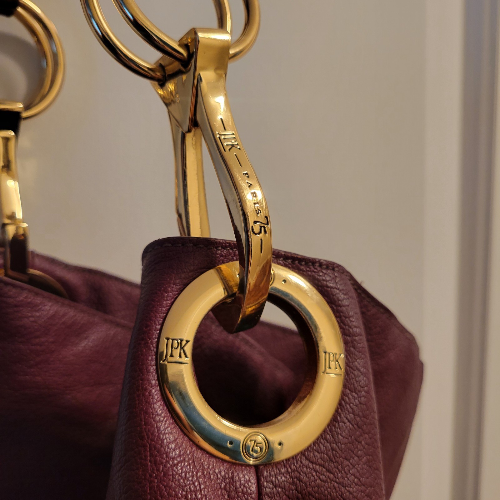 Y2K Leather JPK Paris 75 Hobo Bucket Shoulder Bag Tote Rich Burgundy Rare