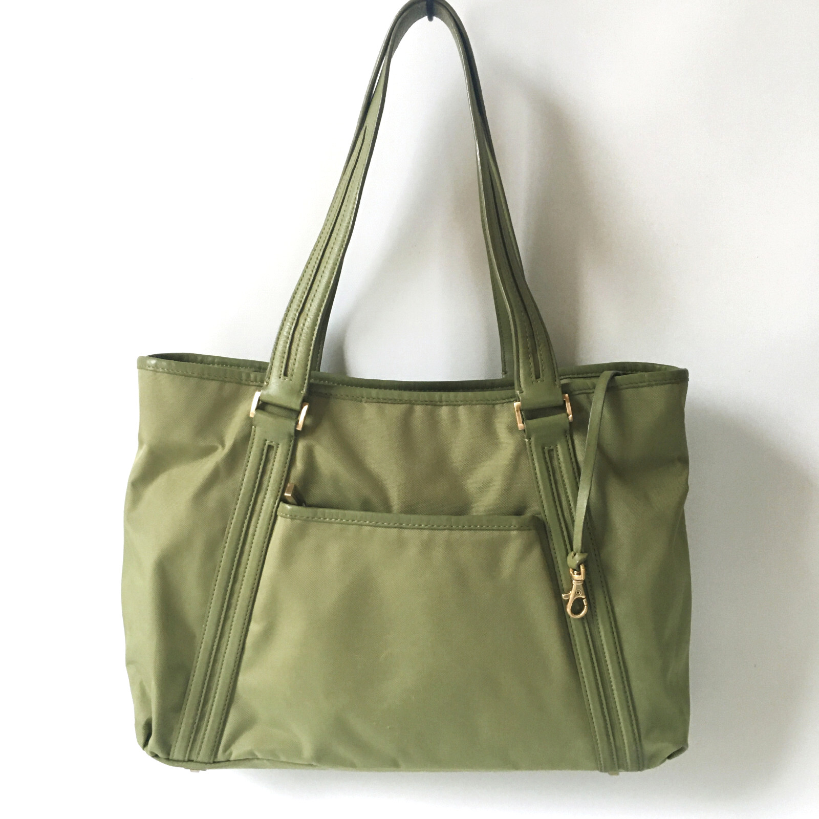 Tumi Green Ballistic Nylon Tote with Gold Hardware – NWOT