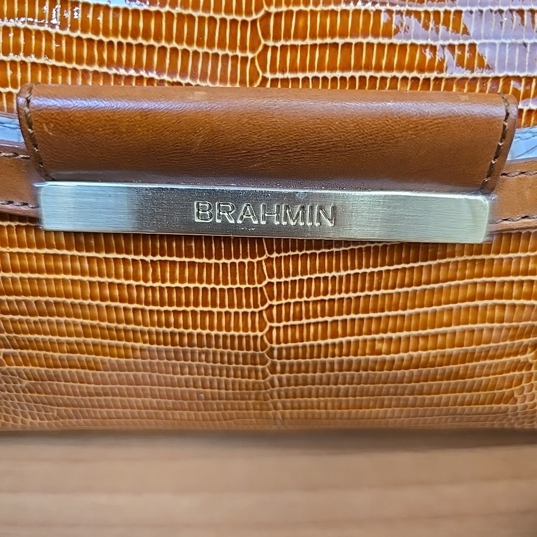 Brahmin Brown Leather Snake Embossed Satchel Crossbody Purse Oxford Flap