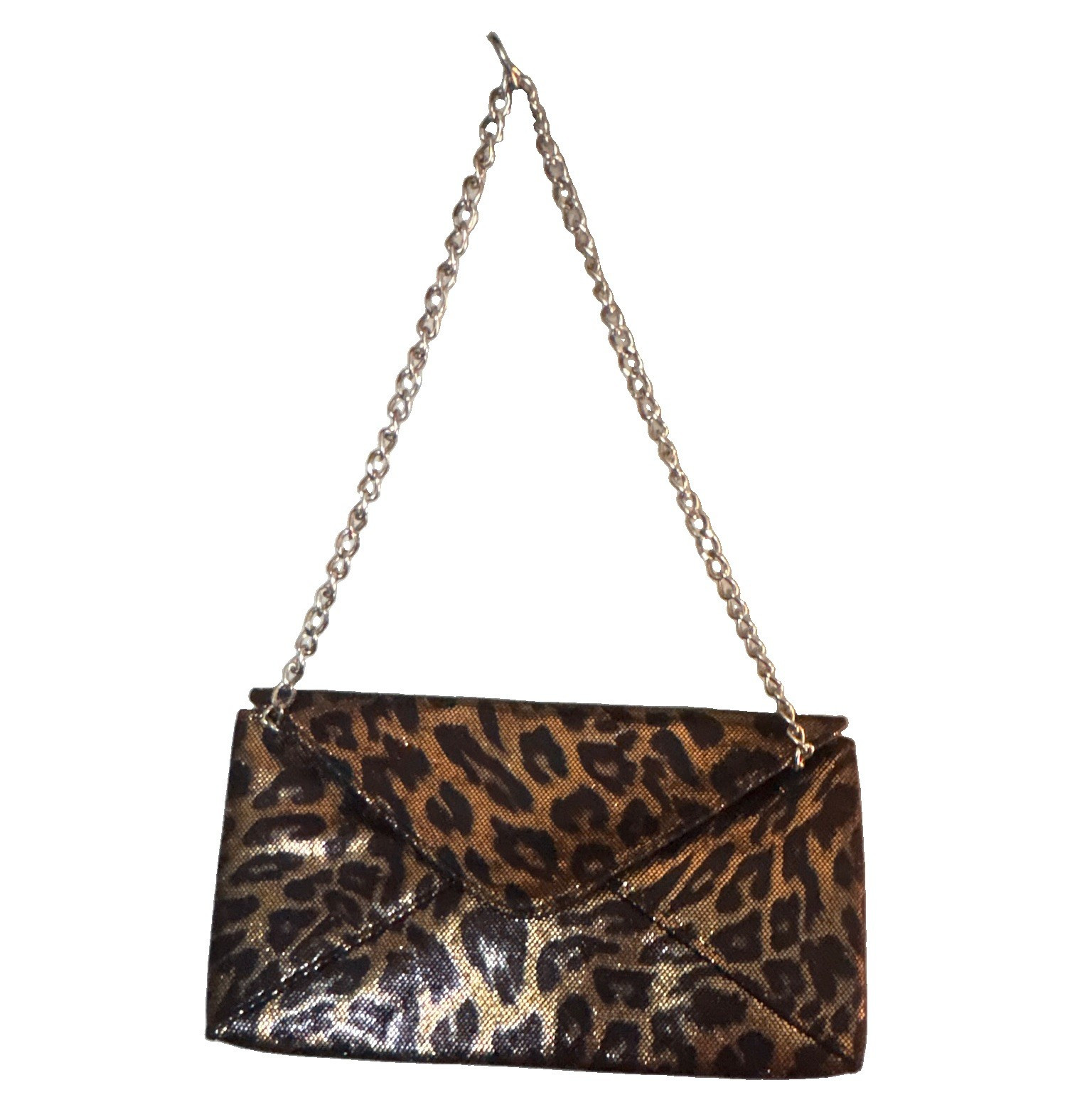 Michael Kors Leopard Animal Print Metallic Shoulder Bag, Gold Chain Strap, Lined