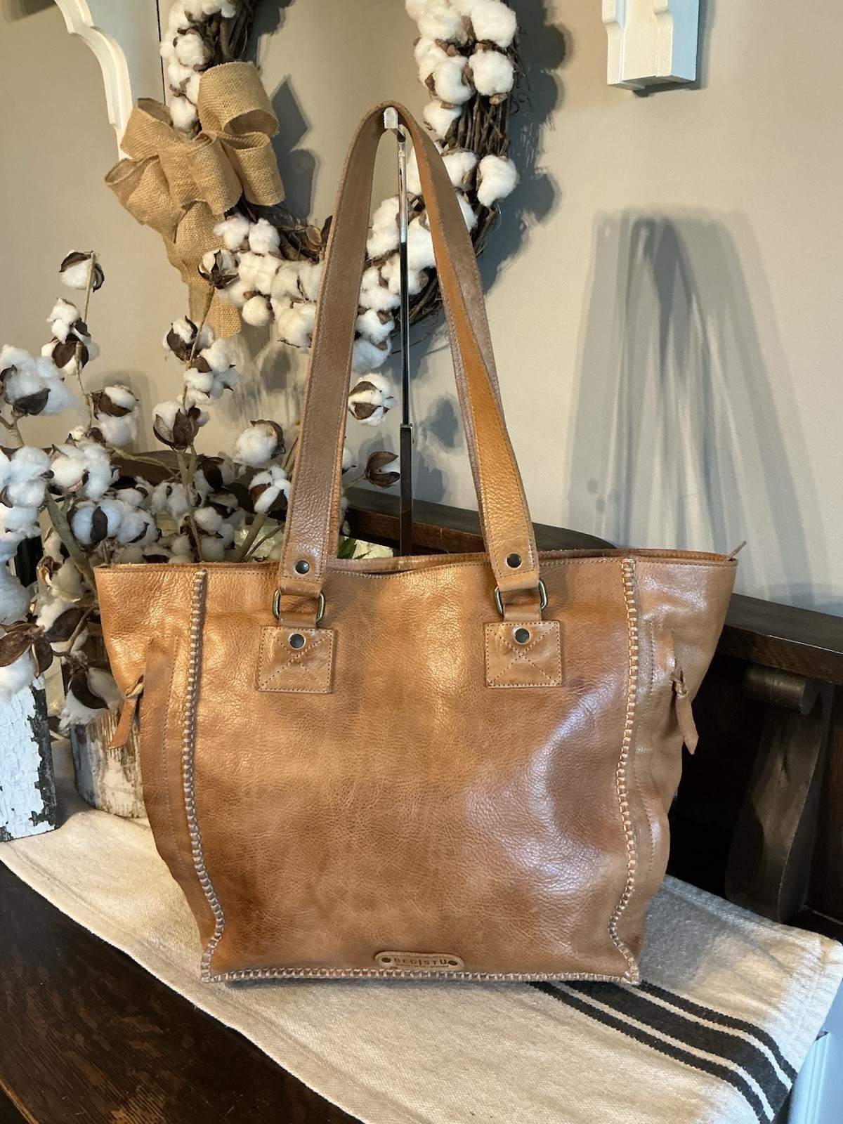 BED STU Leather Celindra LTC II Shoulder Bag Cafe Latte Tan Rustic Retail $345