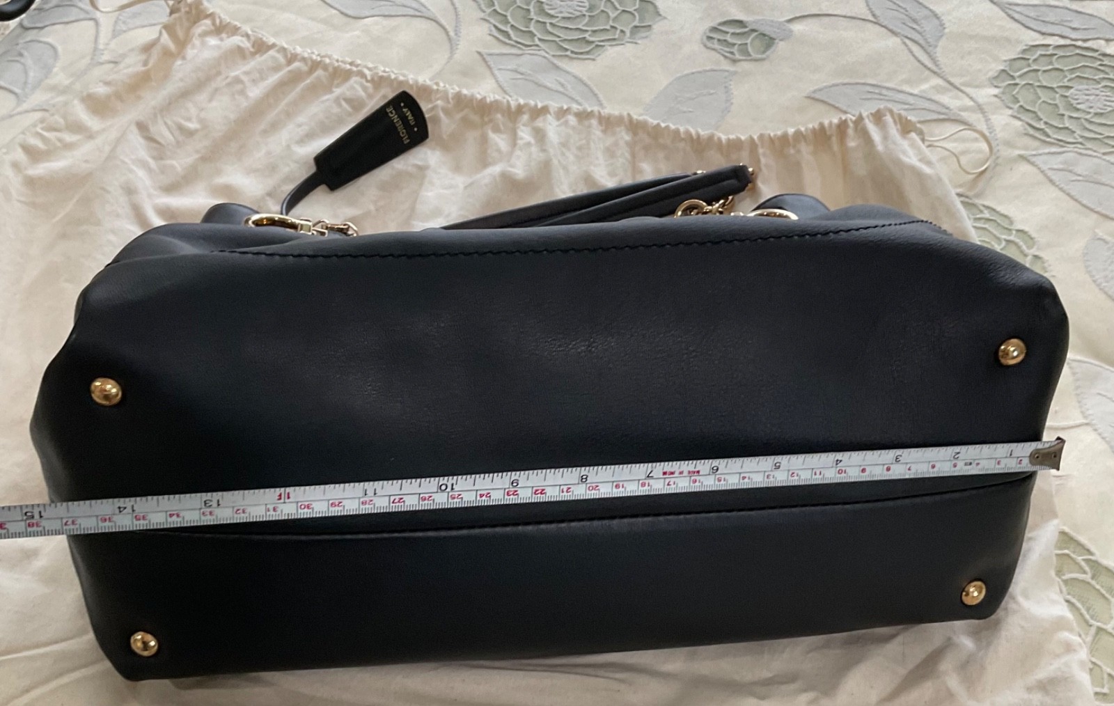 ferragamo Gancini Black Leather Shoulder Bag W Gold Hardwear In Dust Bag