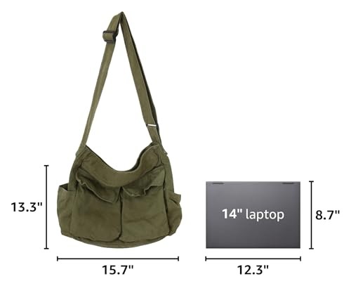 KlaOYer Canvas Messenger Bag Large Hobo Crossbody Shoulder Tote Bag