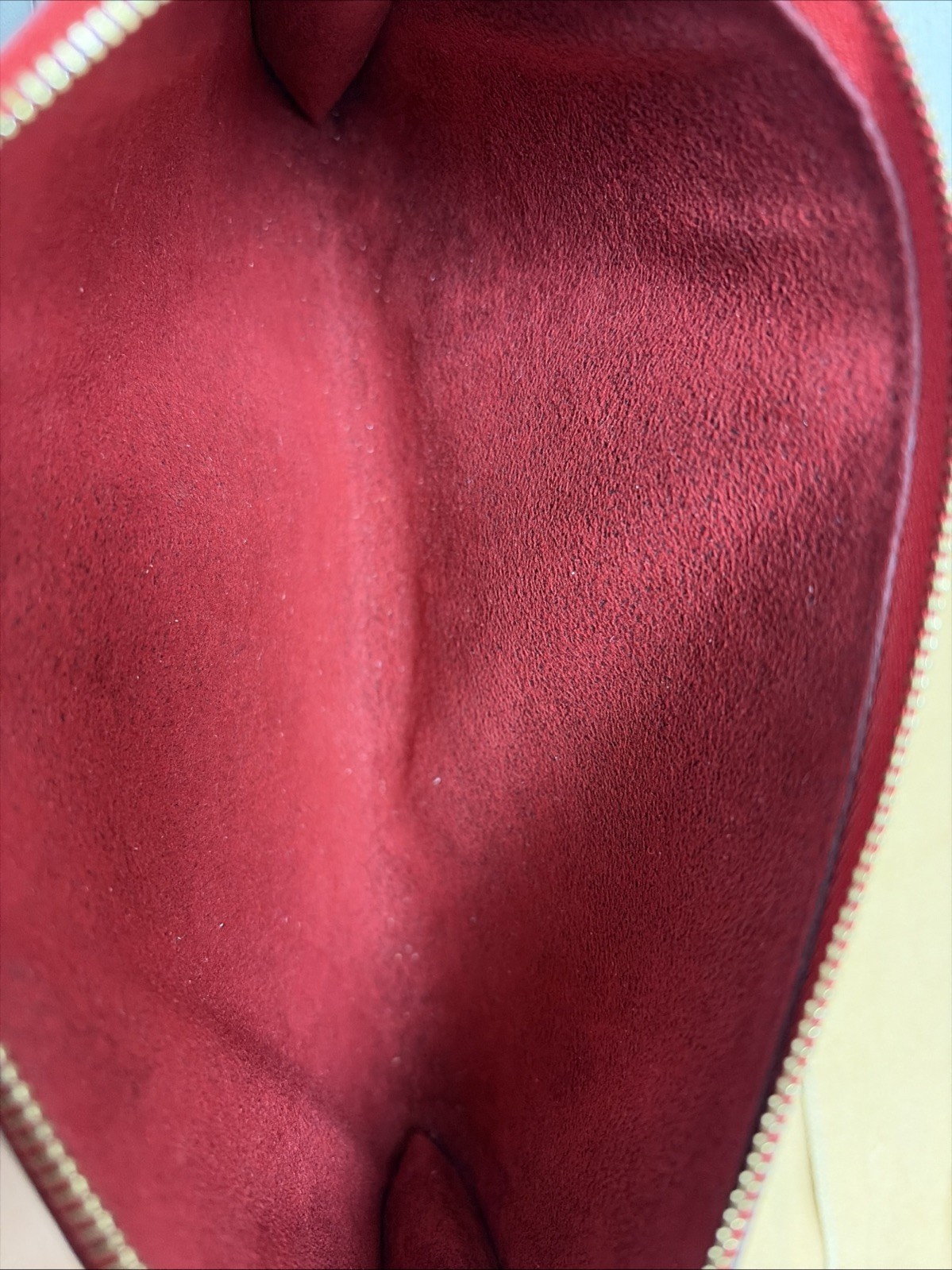 LOUIS VUITTON Red Epi Leather Pochette Accessories Clutch Bag EUC