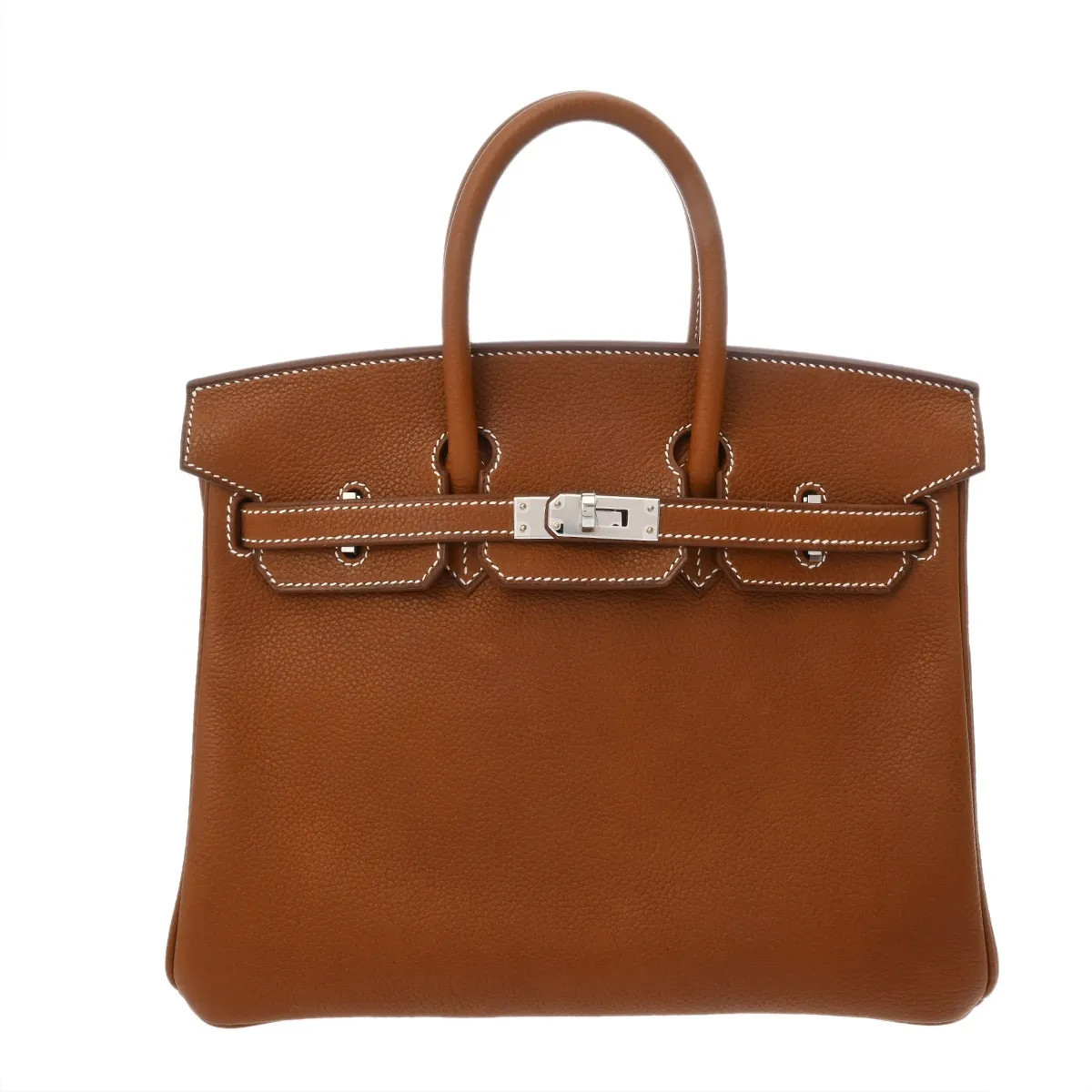 Hermes Birkin 25 Handbag Barenia Leather Silver #WB5364