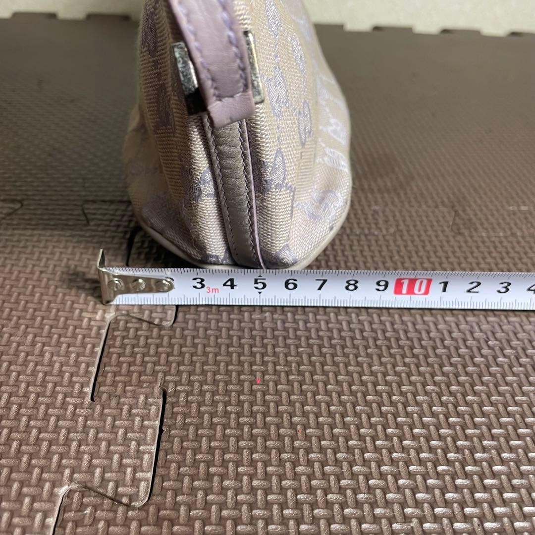 GUCCI GG Shoulder Hand Bag Ziplock Leather Canvas Lavender Silver Hardware Japan
