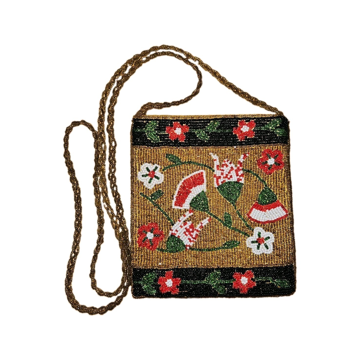 Vintage Small Beaded Floral Crossbody Bag
