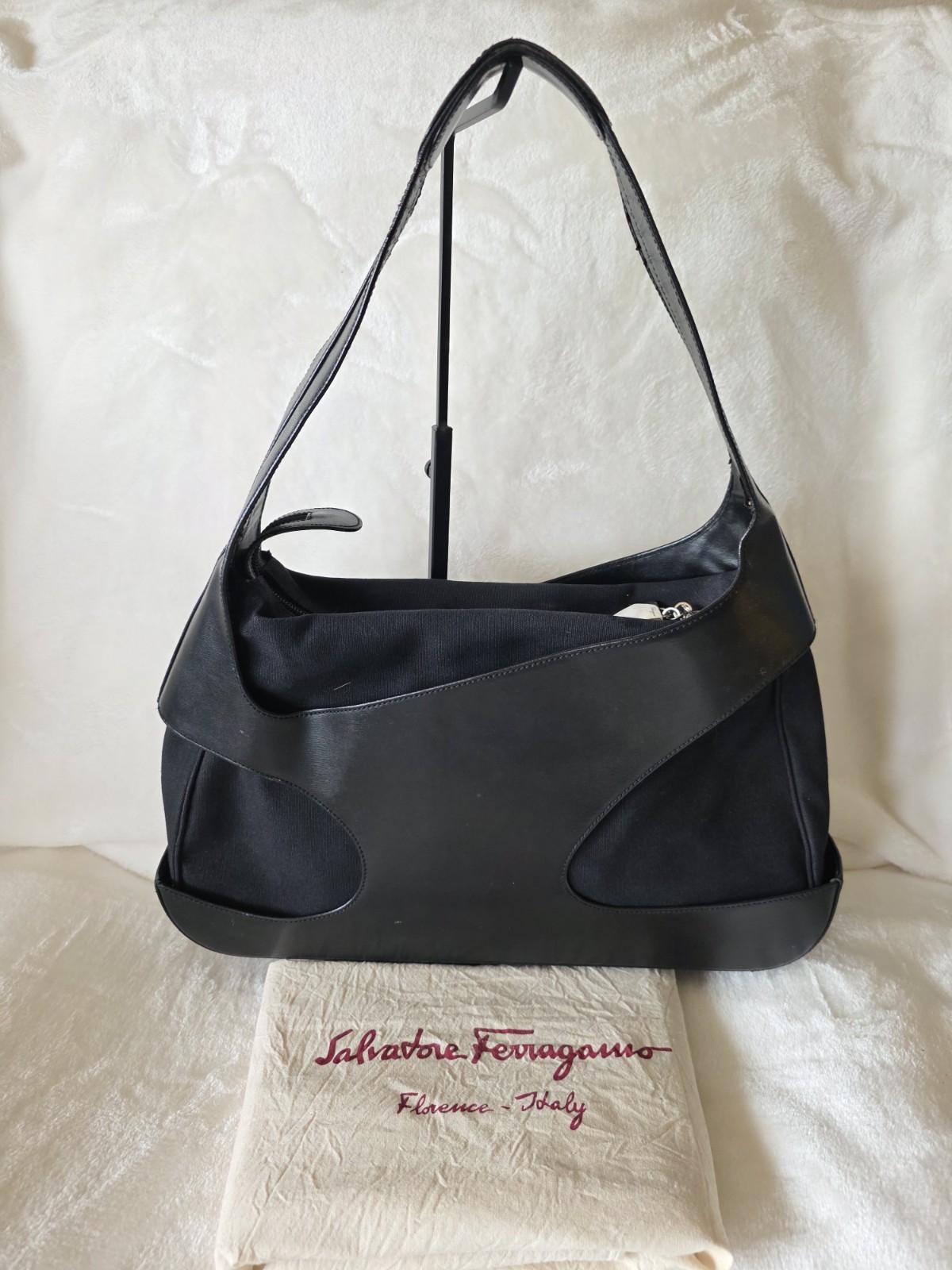 Salvatore Ferragamo Cutout Shoulder Hobo Bag With Dust Bag Authentic