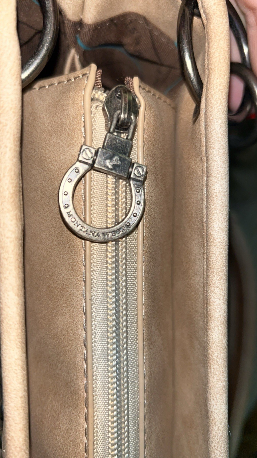 Montana West Beige Medium Western Satchel Top Handle Studded Zip Inner Pockets