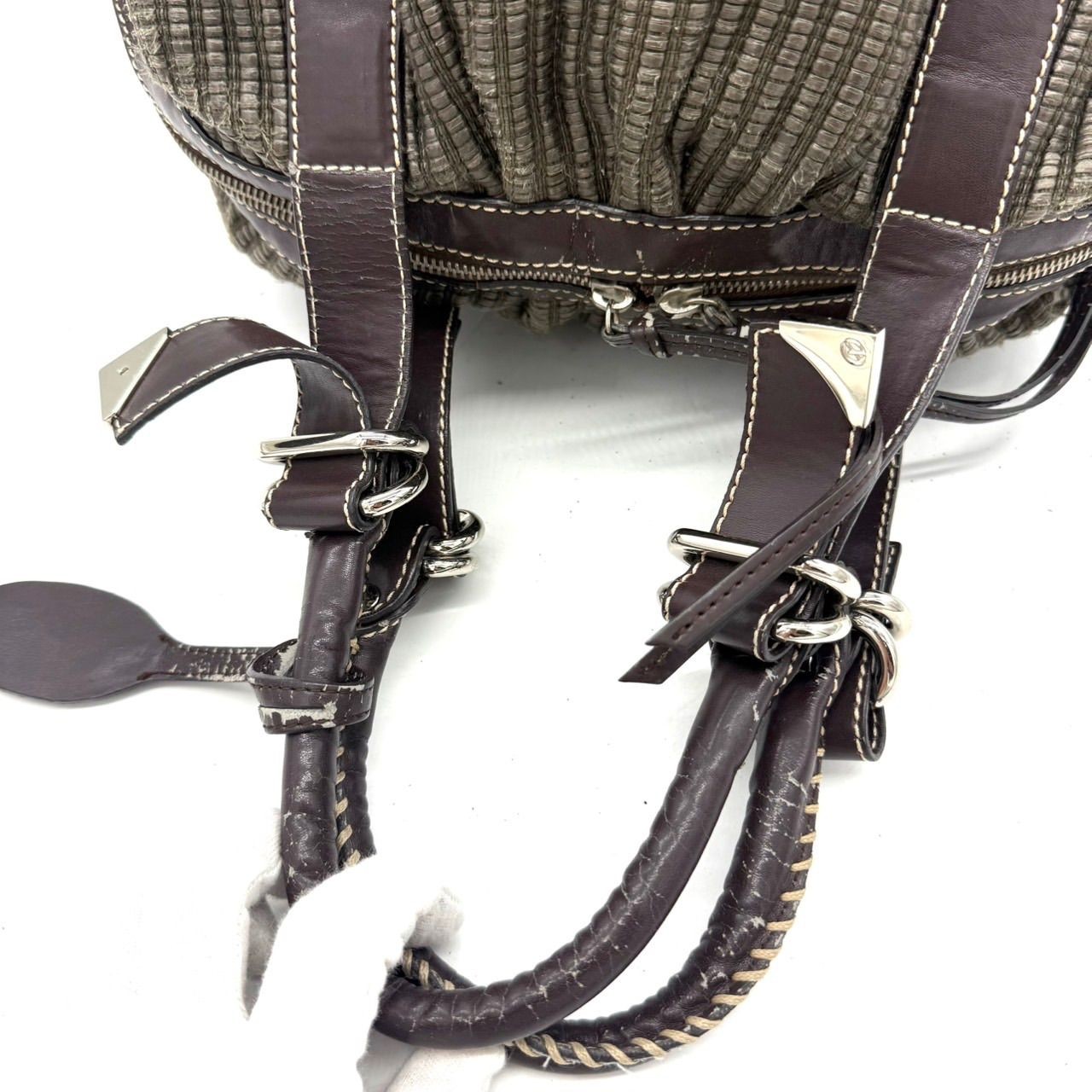 Francesco Biasia Handbag Leather Fabric Brown Excellent condition