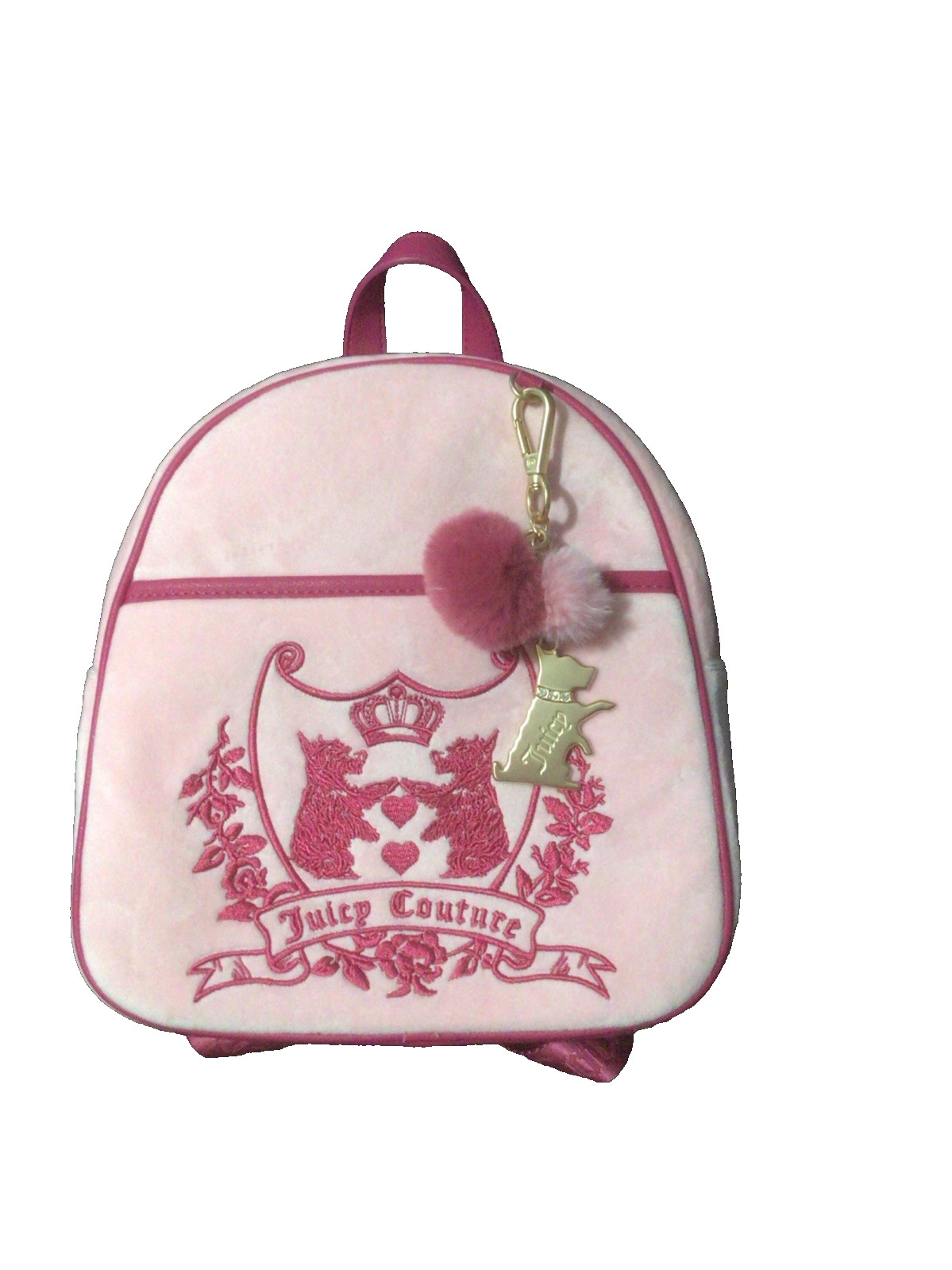 Juicy Couture “New Love Chapter” Backpack Flamingo Pink Logo Straps NWT Womens