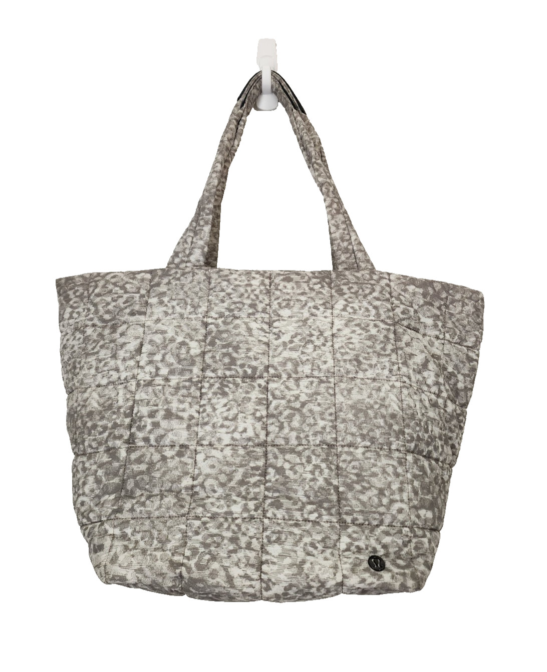 Lululemon Quilted Grid Tote Bag 26L Lined Leopard White Opal Carbon Dust (Large)