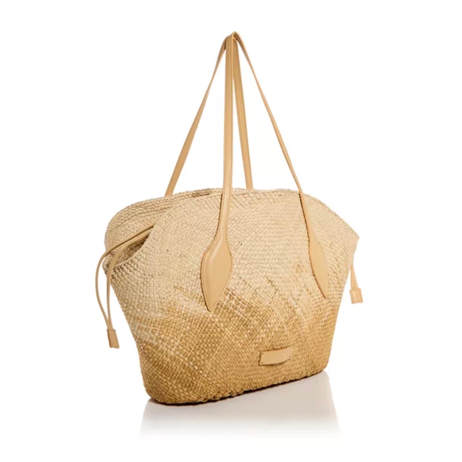 New with Tag Themoire Flor Woven Straw Degrade Tote, Leather Yellow/Gold