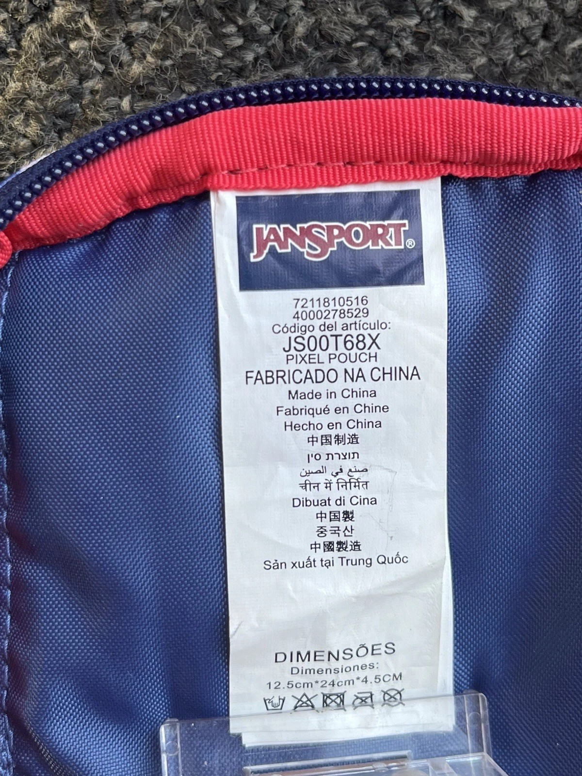 JanSport Blue Floral Pixel Pouch or Make-up Accessory Organizer