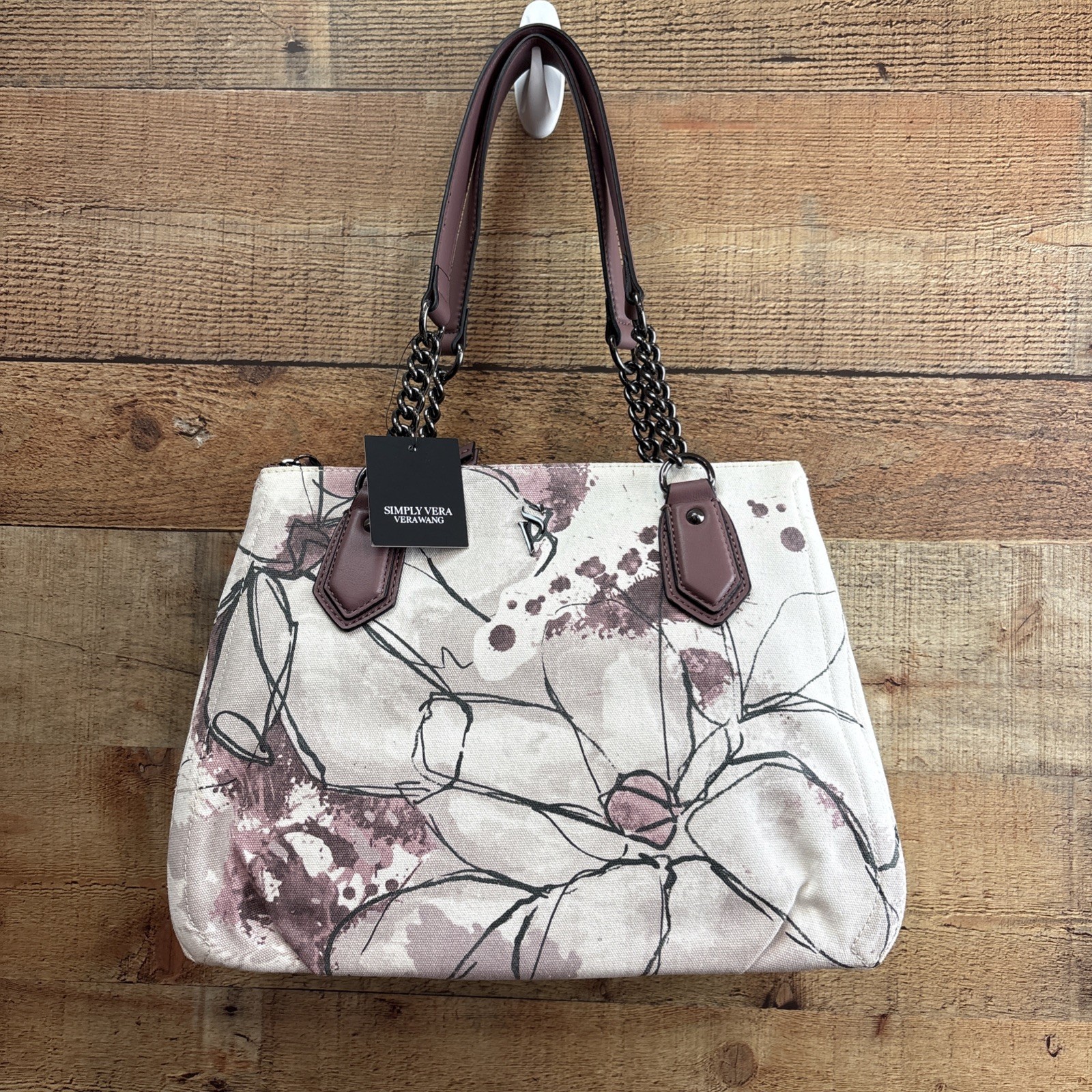 Simply Vera Wang Handbag Satchel Purse – Floral 14” x 9”