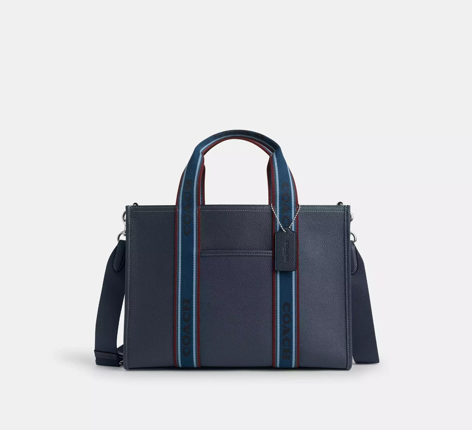NWT Coach CU997 Smith Tote Pebble Leather & Webbing Denim Blue Crossbody Bag