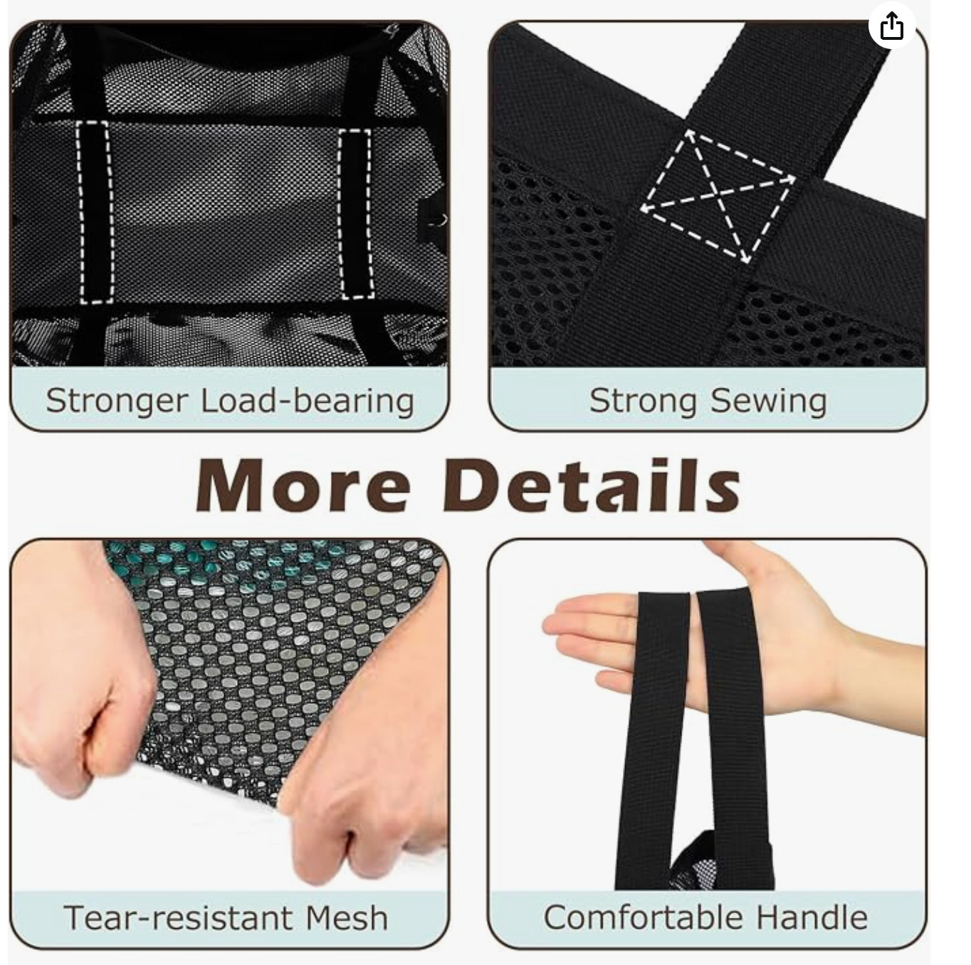 Mesh Beach Bag with Zipper for Women, Large Beach Tote Sandproof Toys Pool Swim