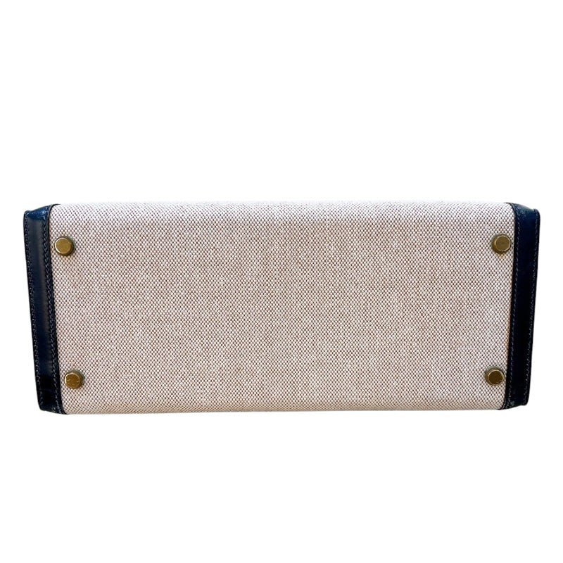HERMES Kelly 28 Natural Toile Canvas Handbag #OKB487