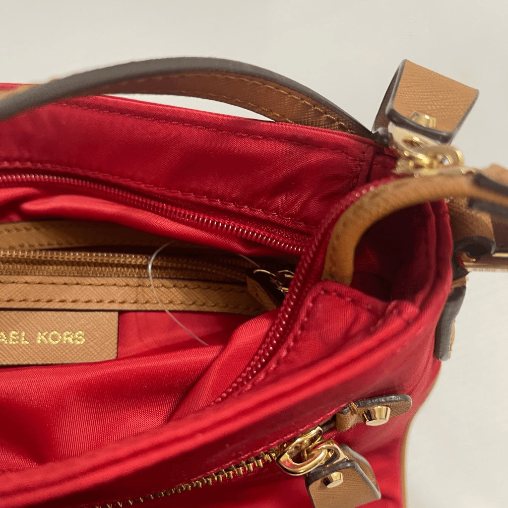Michael Kors Nylon Kelsey Red Crossbody Purse Handbag New