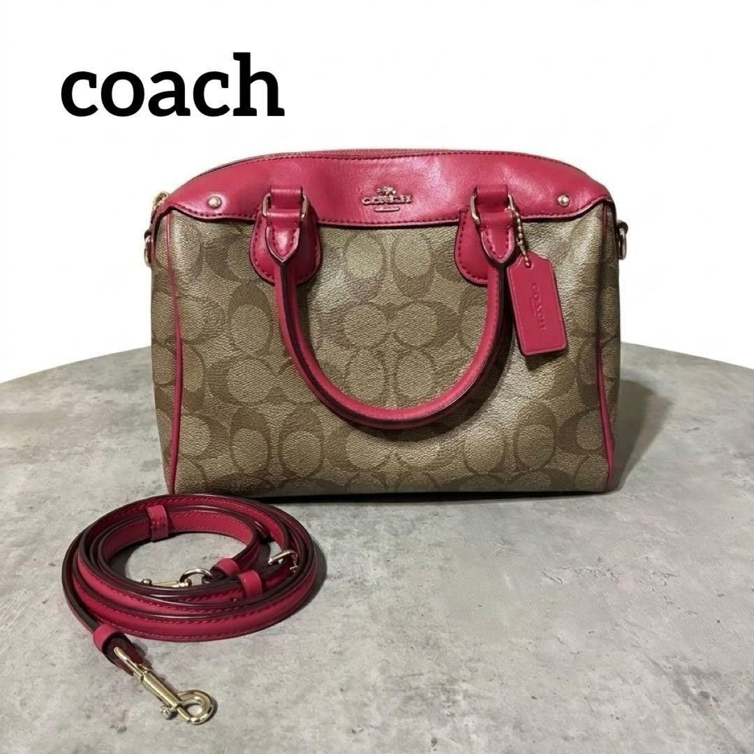 Very beautiful item✨COACH Coach F58312 Signature PVC×Leather 2WAY