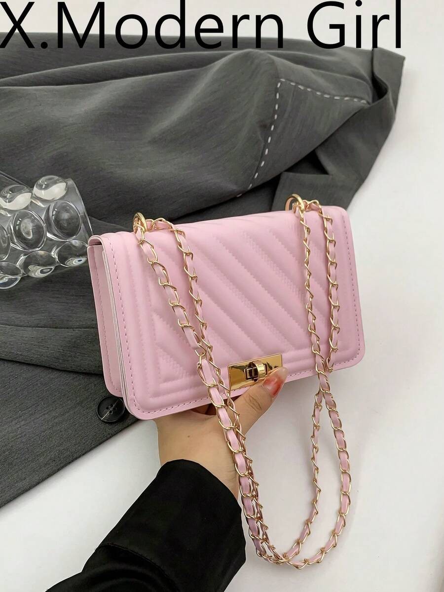 Mini Quilted PU Leather Crossbody Bag Women Chain Shoulder Square Handbag