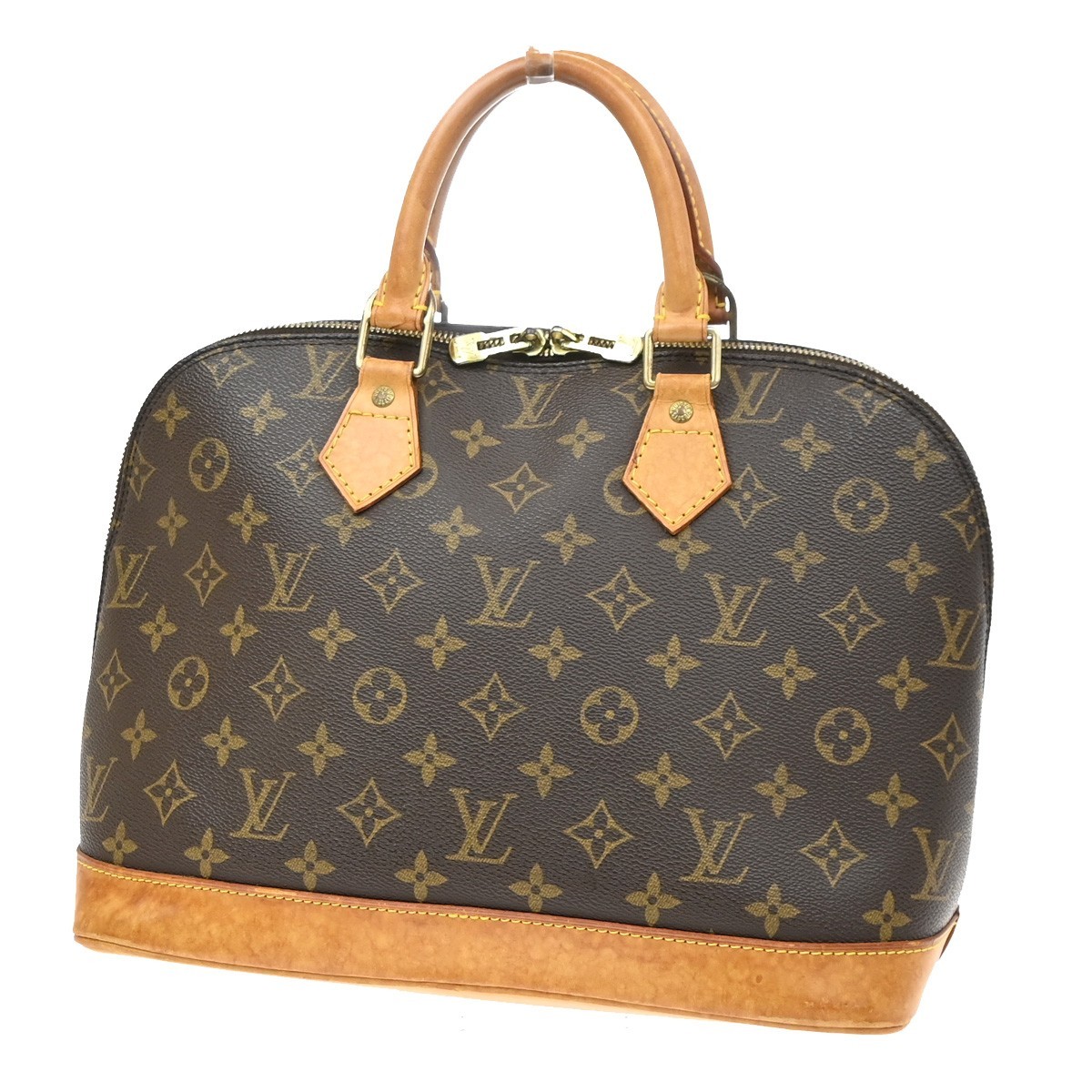 LOUIS VUITTON LV Logo Alma Hand Bag Monogram Leather Brown M51130 84SA251